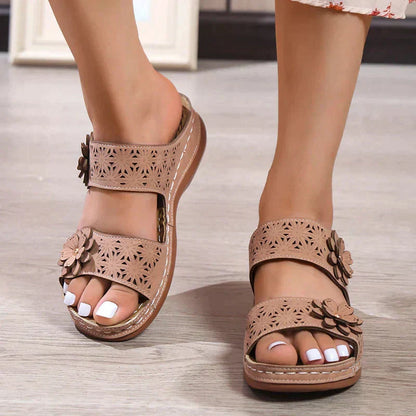 Bohemian Leather Floral Beach Summer Sandal