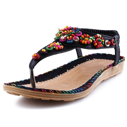 Beaded Tan Thongs Flip Flops Sandals