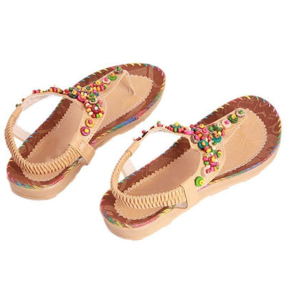 Beaded Tan Thongs Flip Flops Sandals