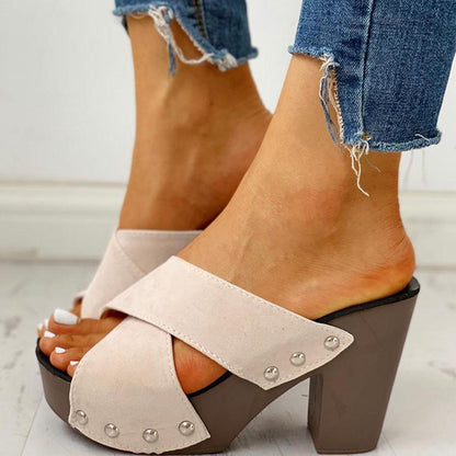 Block Heel Sandals Peep Toe